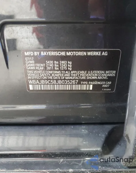 2018 BMW M550Xi из США, поврежденный, VIN WBAJB9C58JB035267